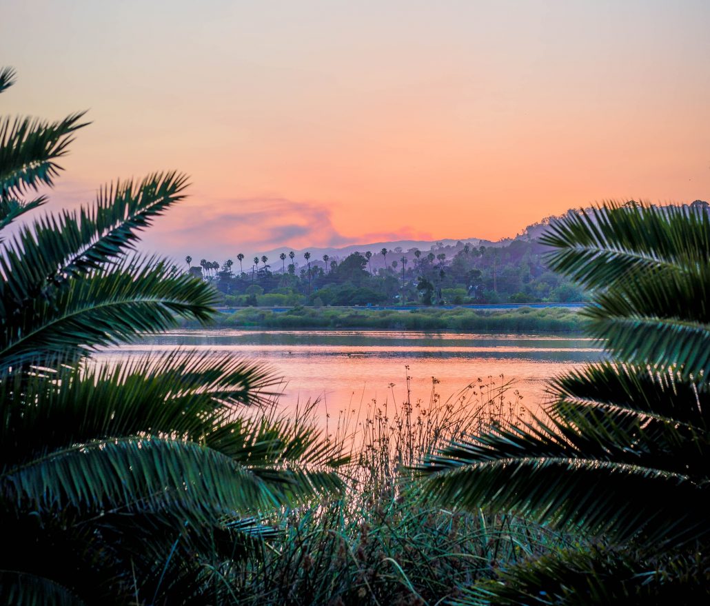 santa barbara on the water at sunset