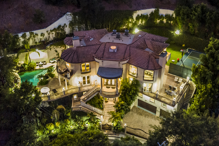 beverly hills rental aerial drone view