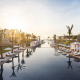 chileno bay resort pool at sunset