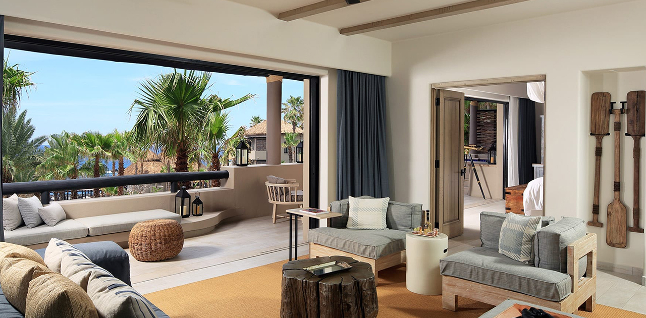 esperanza cabo one bedroom oceanview terrace spa suite living room