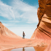 man standing on the wave arizona trail