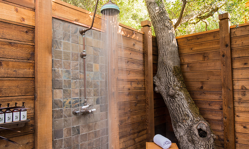 calistoga ranch resort hillside lodge outdoor shower