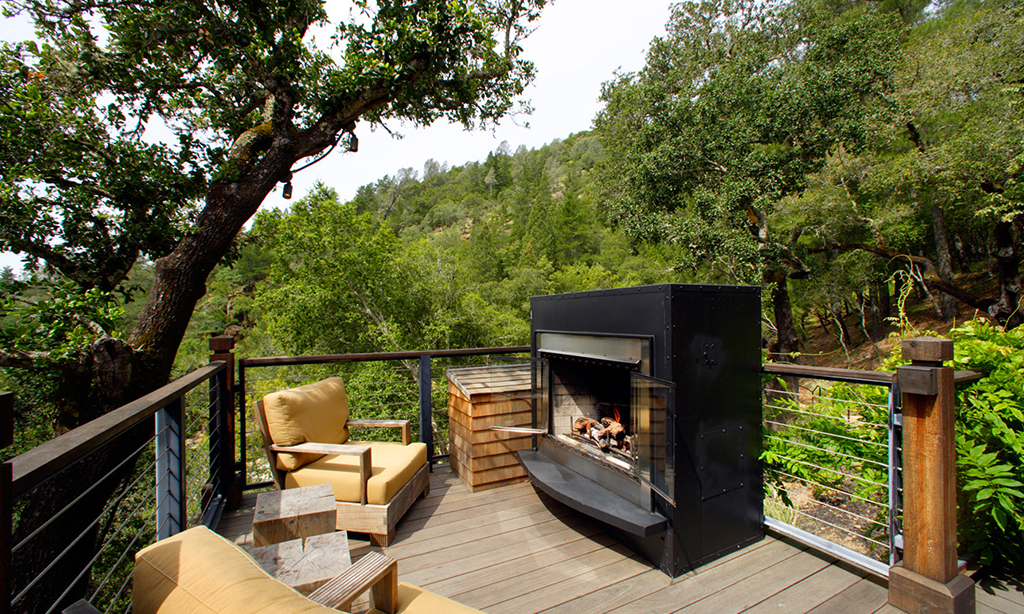 calistoga ranch resort hillside lodge fireplace