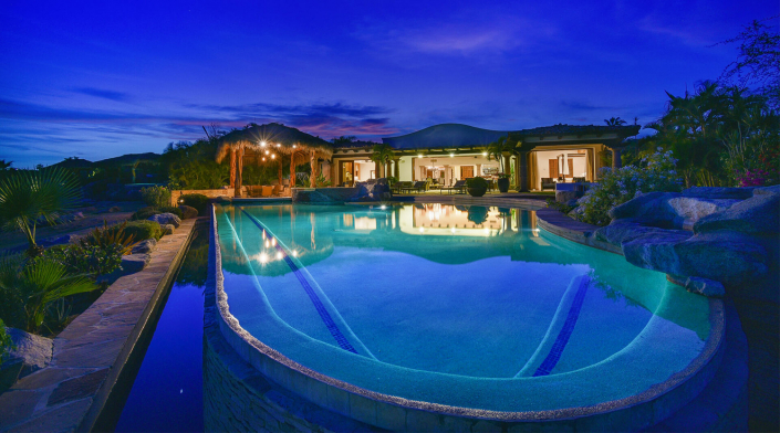 casa la riviera cabo del sol villa rental pool at night