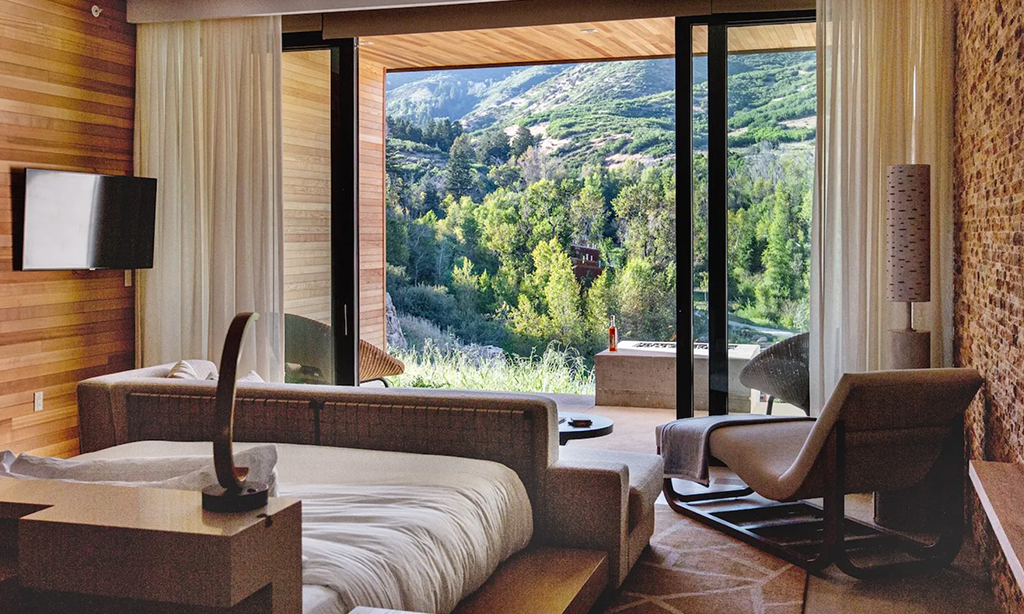 earth suite bedroom view at the lodge at blue sky