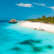 Zanzibar Beach teal blue water in Tanzania