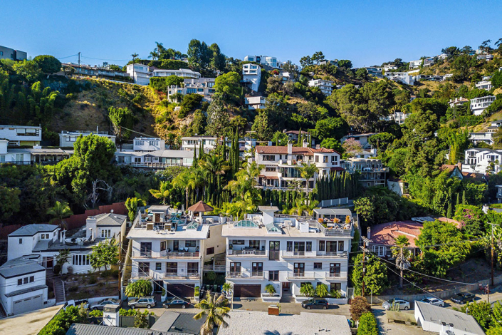 hollywood hills villa rental aerial view drone