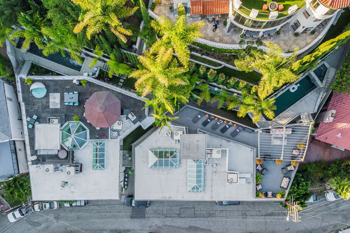 hollywood hills villa rental aerial view