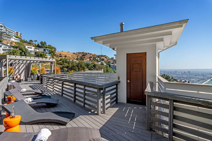 hollywood hills villa rental rooftop patio entrance