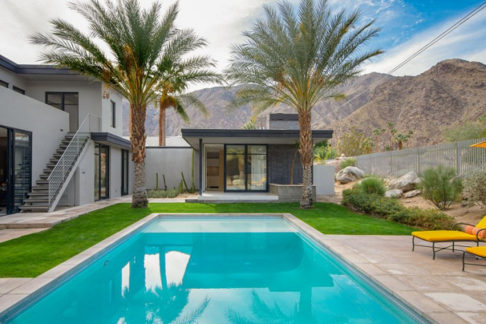palm springs villa rental pool with palm trees