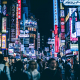tokyo city at night with crowd