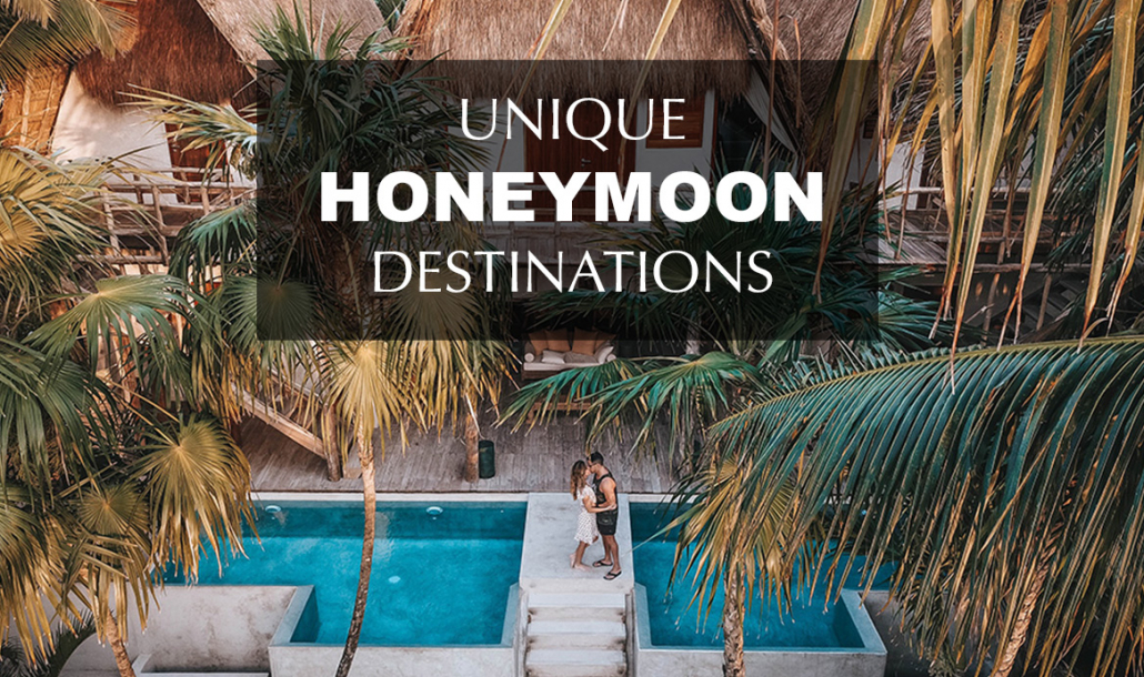 unique honeymoon destinations couple kissing