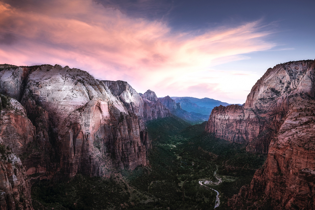 zion national park aerial view of mountains during sunset