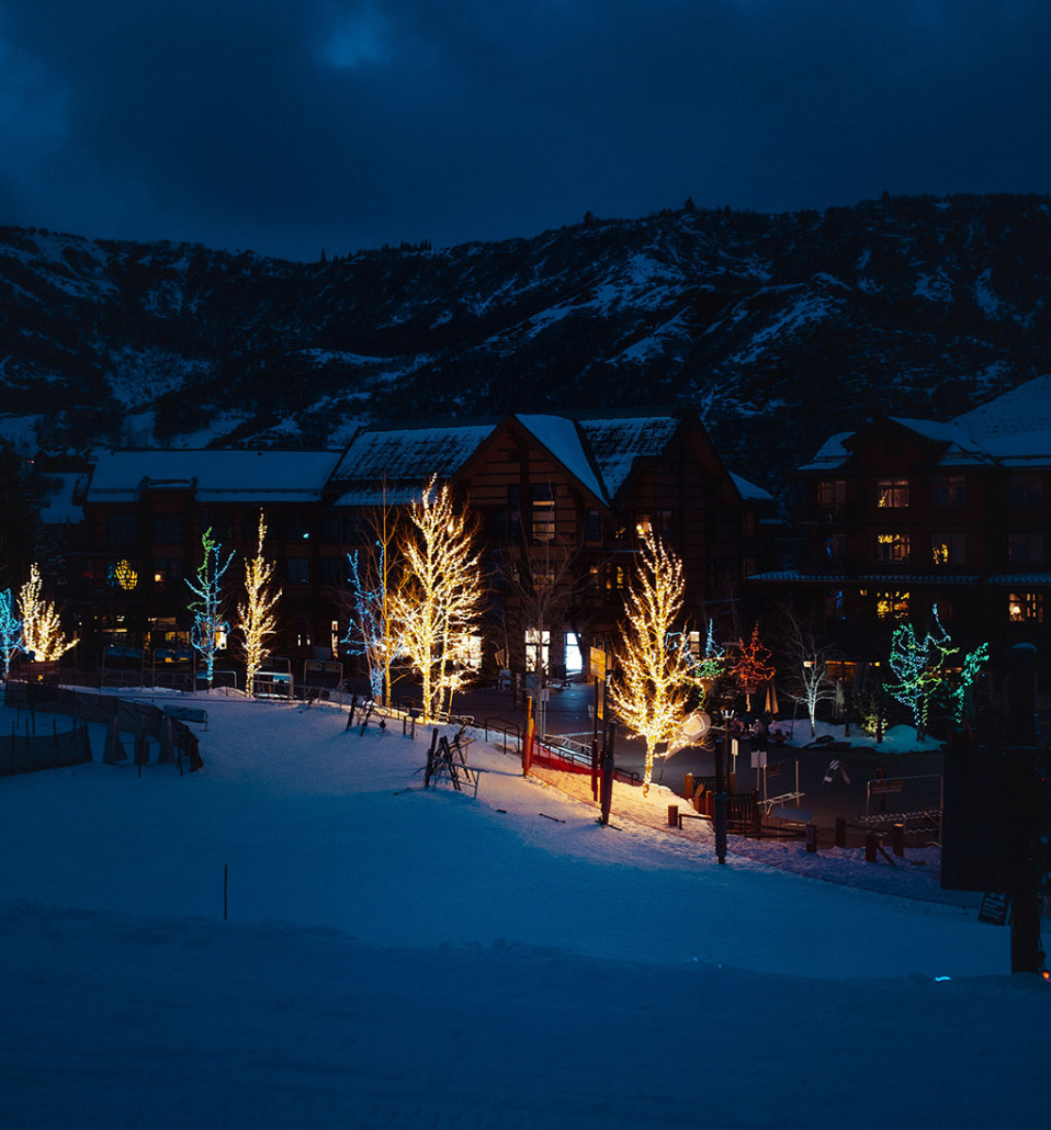 snowmass aspen village at night