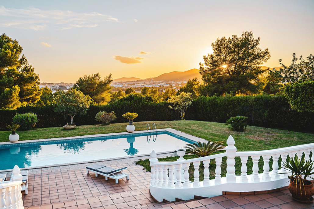 ibiza spain villa rental at sunset