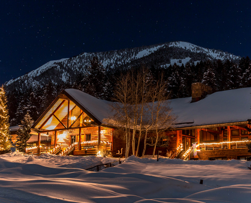 lone mountain ranch big sky montana snow at night