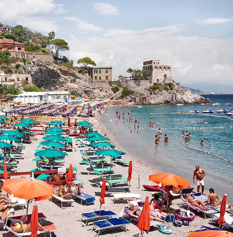 amalfi coast beach chairs in italy