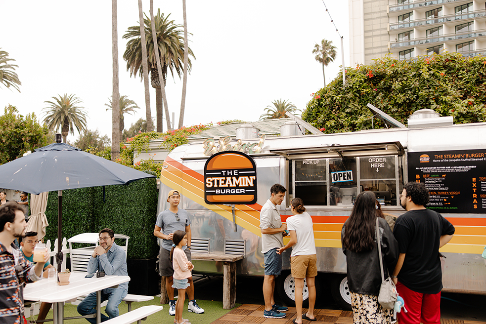 the steamin burger the bungalow santa monica night market