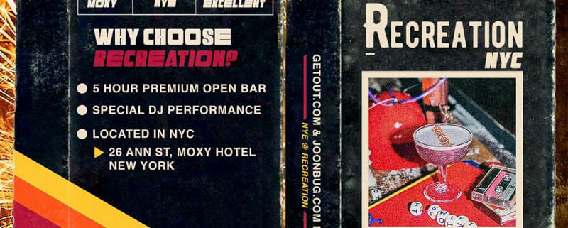 recreation at moxy nyc nye 2024 new years eve event flyer