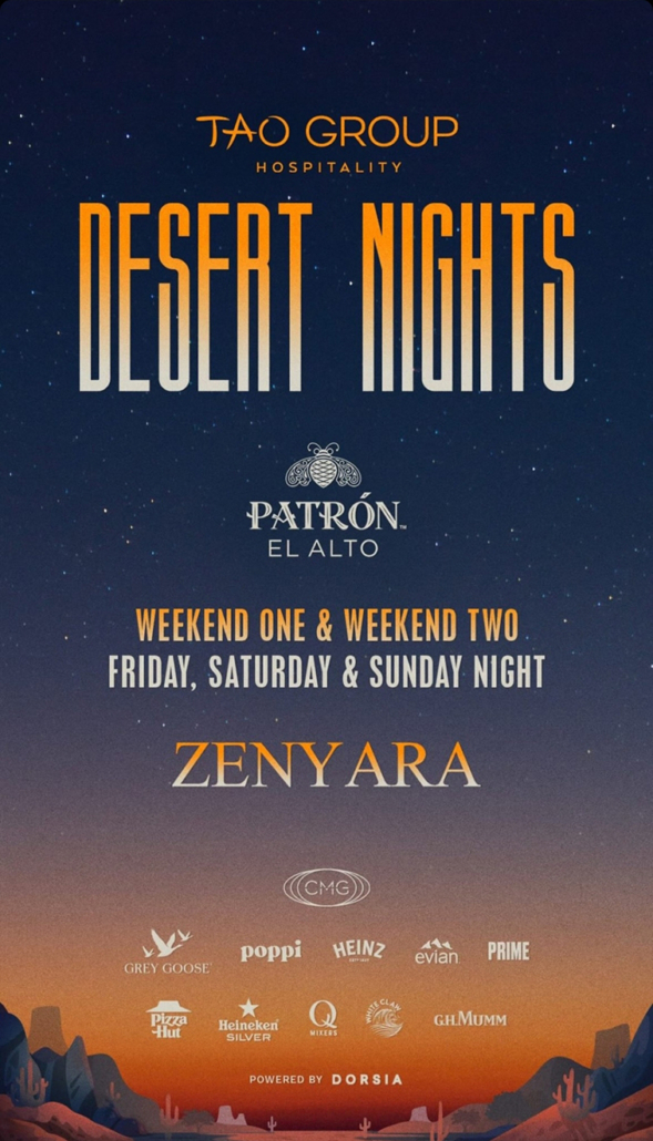 tao desert nights 2024 zenyara coachella parties