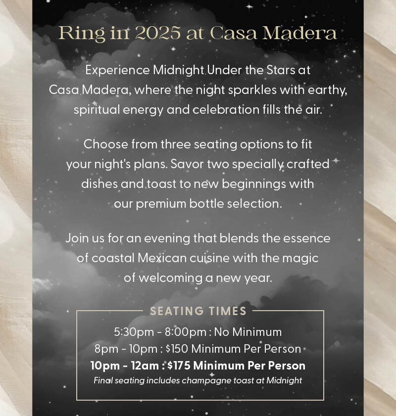 casa madera west hollywood nye 2025 new years eve dinner menu