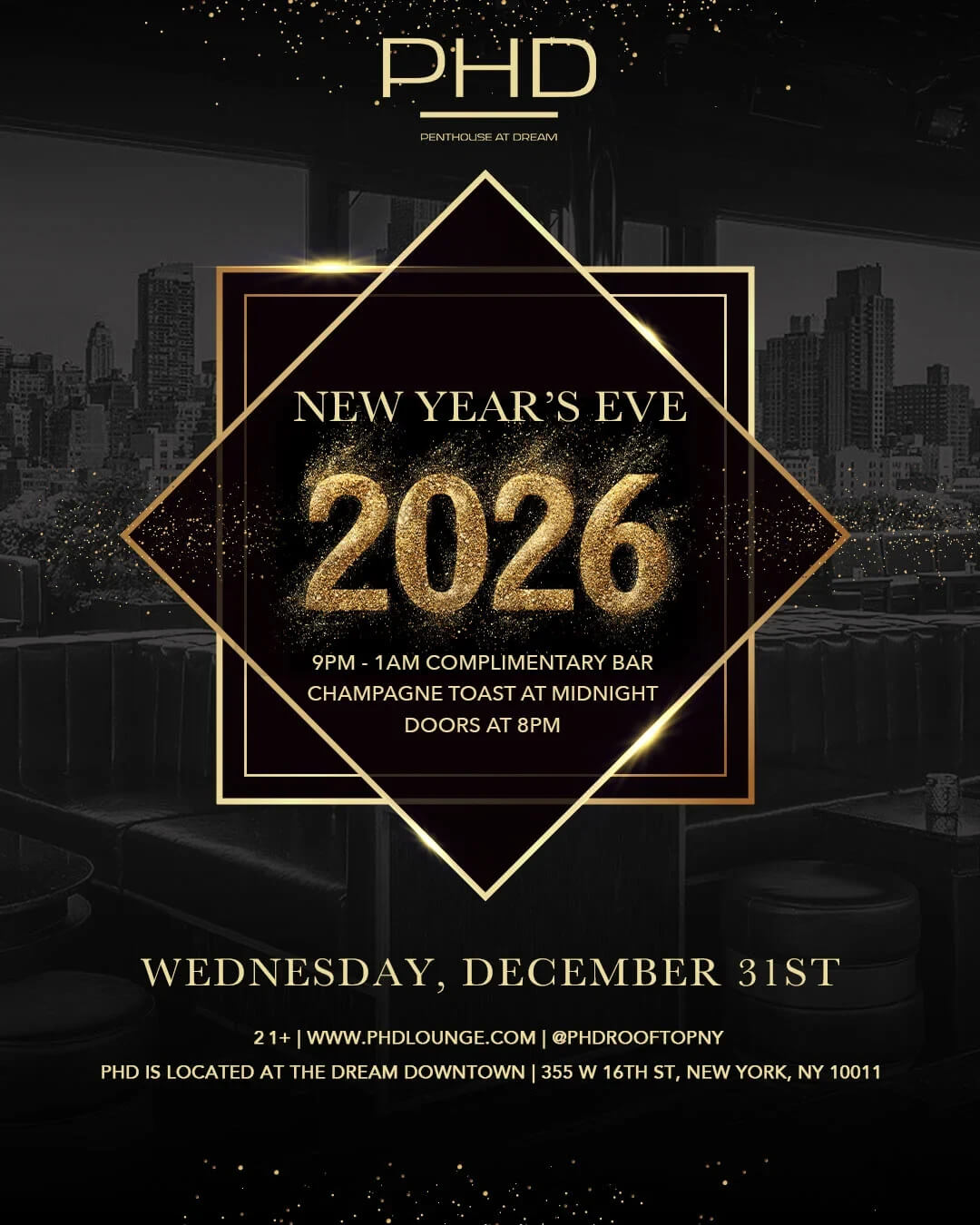 phd downtown nye 2026 new years eve nyc
